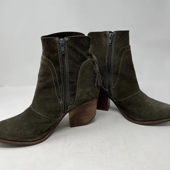 Matisse Laney Suede Leather Ankle Bootie Tassel Womens 10M Western Chunky Heel