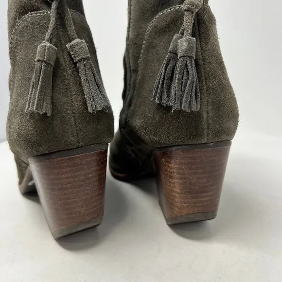 Matisse Laney Suede Leather Ankle Bootie Tassel Womens 10M Western Chunky Heel