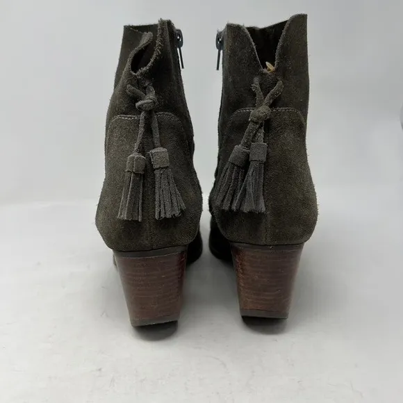 Matisse Laney Suede Leather Ankle Bootie Tassel Womens 10M Western Chunky Heel