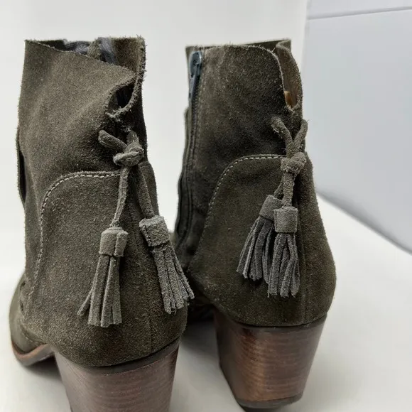 Matisse Laney Suede Leather Ankle Bootie Tassel Womens 10M Western Chunky Heel