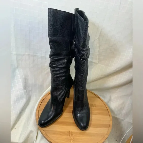 Matisse Womens Heeled Boots Black Leather Made in Brazil Size 8M New Mid Calf