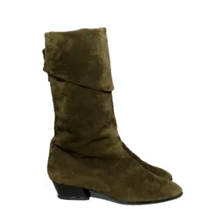 Mattiozzi Suede Mid/Over-Calf Designer Fall Louis Heel Boots 10M