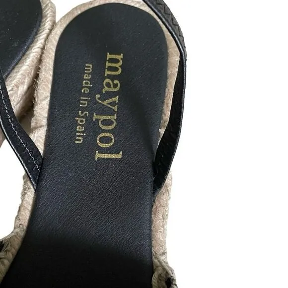 MAYPOL Woven Sling Back Espadrilles SandalsBlack Tan 40