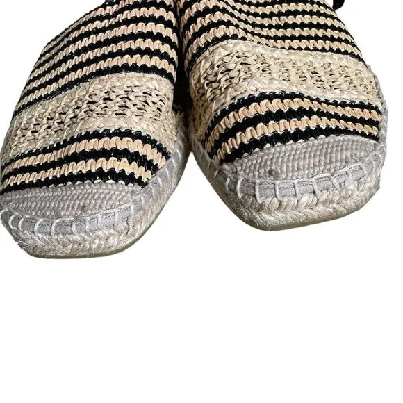 MAYPOL Woven Sling Back Espadrilles SandalsBlack Tan 40