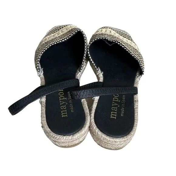 MAYPOL Woven Sling Back Espadrilles SandalsBlack Tan 40