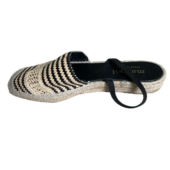 MAYPOL Woven Sling Back Espadrilles SandalsBlack Tan 40
