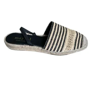 MAYPOL Woven Sling Back Espadrilles SandalsBlack Tan 40