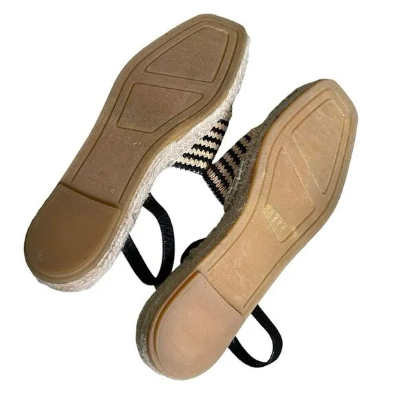MAYPOL Woven Sling Back Espadrilles SandalsBlack Tan 40