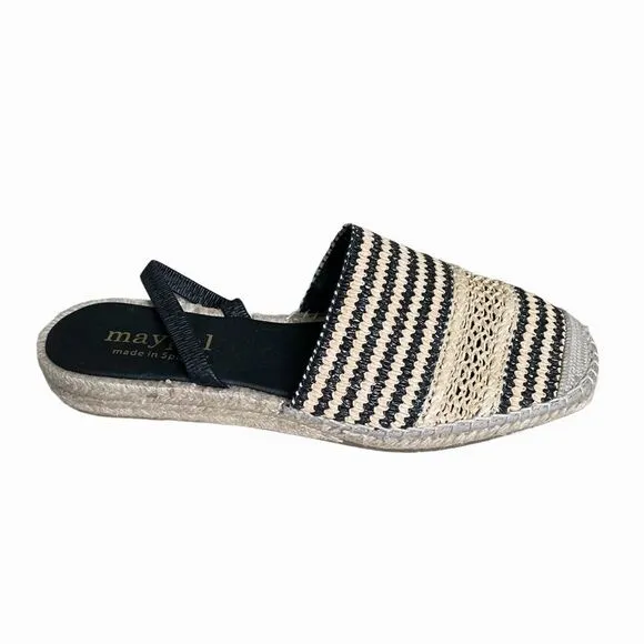 MAYPOL Woven Sling Back Espadrilles SandalsBlack Tan 40