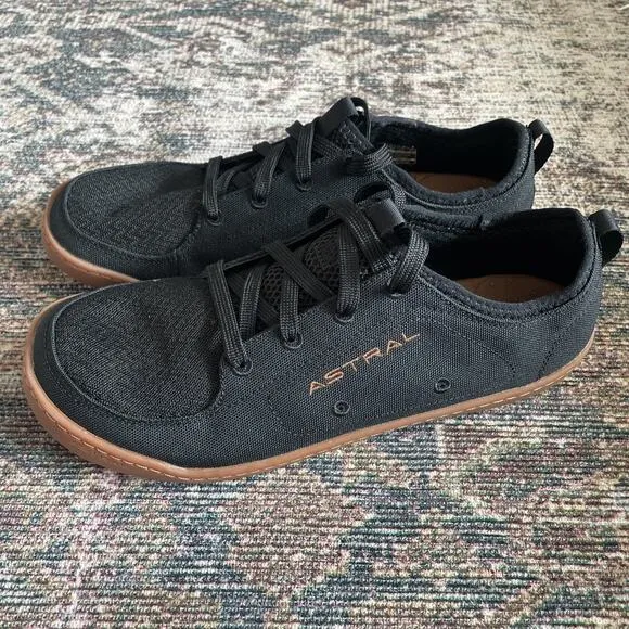 Mens 8 Astral Loyak Sneakers Boat Shoes Black Trail Lace Up Minimalist Barefoot