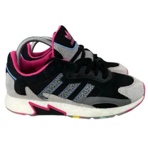 Men’s Adidas Originals Tresc Run Boost Sneakers Black, Gray &amp; Pink, Size 9.5 W.