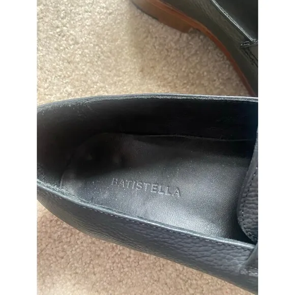 Men's Black Penny Loafers Batistella Handmade in Italy Leather Size 42 / Men's 9