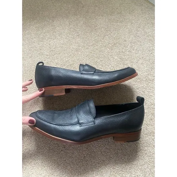 Men's Black Penny Loafers Batistella Handmade in Italy Leather Size 42 / Men's 9