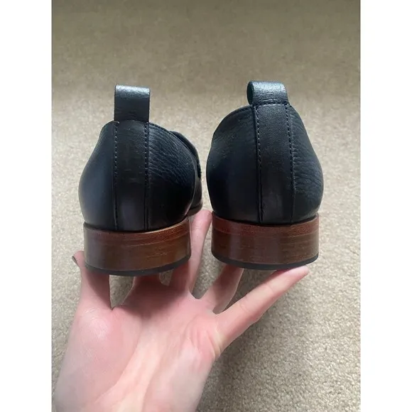 Men's Black Penny Loafers Batistella Handmade in Italy Leather Size 42 / Men's 9