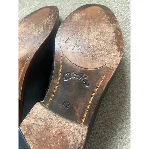 Men's Black Penny Loafers Batistella Handmade in Italy Leather Size 42 / Men's 9
