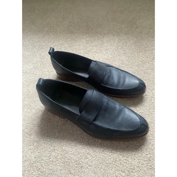 Men's Black Penny Loafers Batistella Handmade in Italy Leather Size 42 / Men's 9