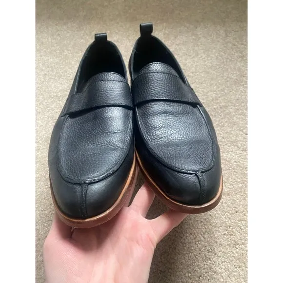 Men's Black Penny Loafers Batistella Handmade in Italy Leather Size 42 / Men's 9