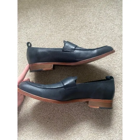 Men's Black Penny Loafers Batistella Handmade in Italy Leather Size 42 / Men's 9