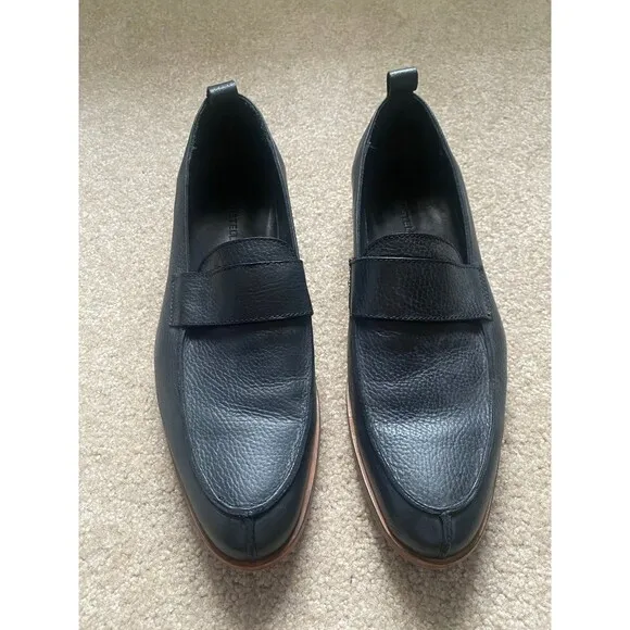 Men's Black Penny Loafers Batistella Handmade in Italy Leather Size 42 / Men's 9