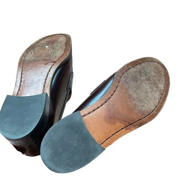 Men’s brown penny loafers with lift for height 7.5