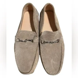 Men's Bruno Magli Beige Suede Slip-On Loafers with Metallic Detail Sz 9.5