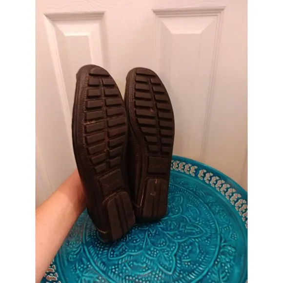 Men's Calvin Klein Derek Slip On Black Driving Loafers Spell Out On Front 9M