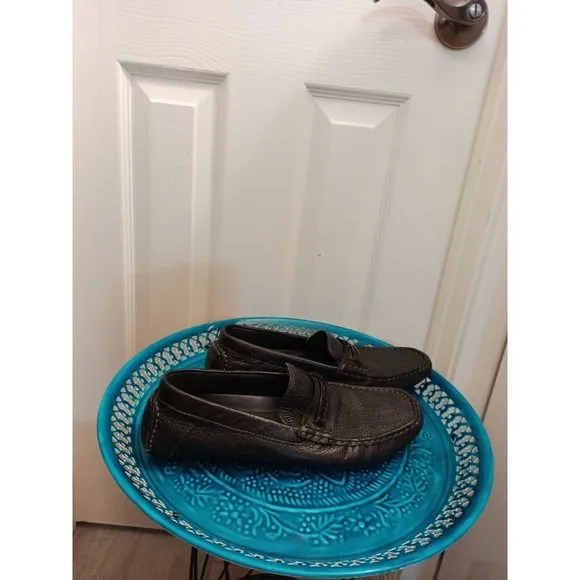 Men's Calvin Klein Derek Slip On Black Driving Loafers Spell Out On Front 9M