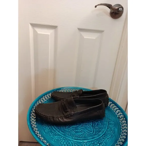 Men's Calvin Klein Derek Slip On Black Driving Loafers Spell Out On Front 9M