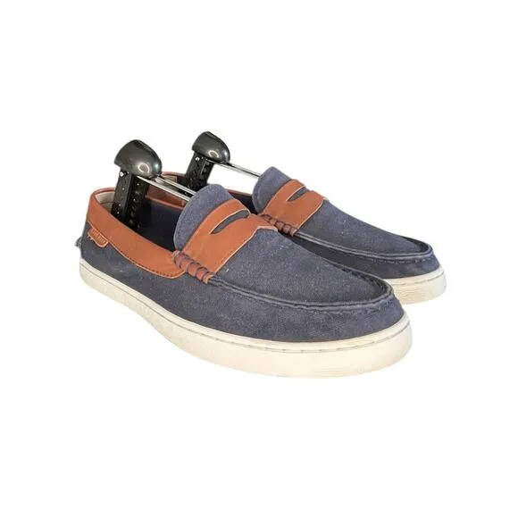 Men's Cole Haan Nantucket Penny Loafers Canvas Size 9 Blue White