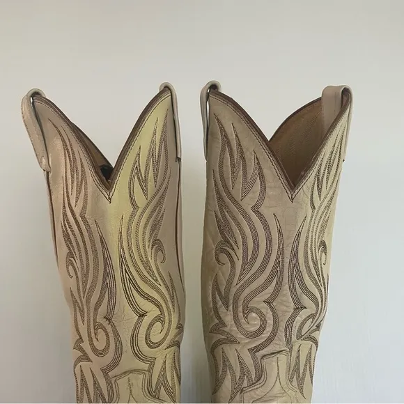 Men’s Dan Post Cream Print Western Cowboy Boots Size 10D Made in USA