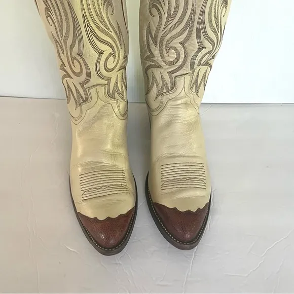 Men’s Dan Post Cream Print Western Cowboy Boots Size 10D Made in USA