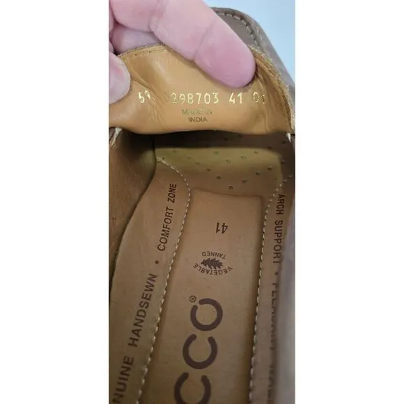 Mens Ecco Classic‎ Driving Shoe Loafer EU 41 US  8.5 Brown Leather Comfort