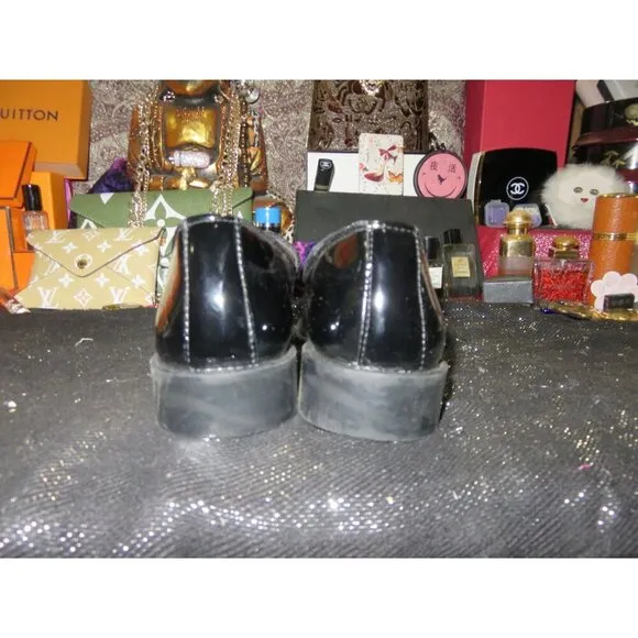 Men's Fashion Black Patent Leather &amp; Velour Driving Loafers Moccasins 43 US 10
