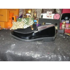 Men's Fashion Black Patent Leather &amp; Velour Driving Loafers Moccasins 43 US 10