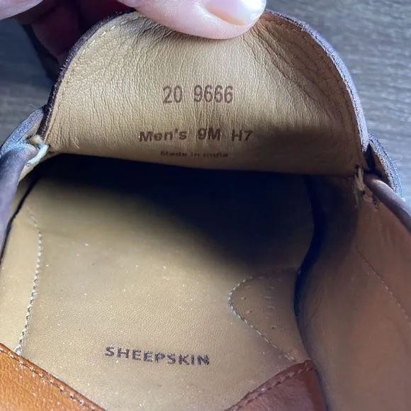 Mens Johnston &amp; Murphy 9M Penny Brown Sheepskin Loafers