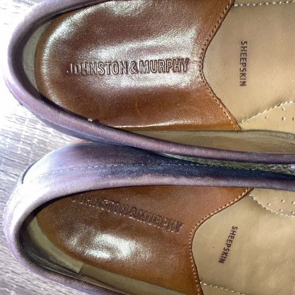 Mens Johnston &amp; Murphy 9M Penny Brown Sheepskin Loafers