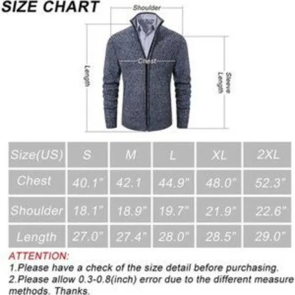 Men's Knitted Cardigan Sweaters Slim Full Zip Blue​