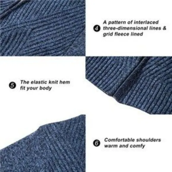 Men's Knitted Cardigan Sweaters Slim Full Zip Blue​