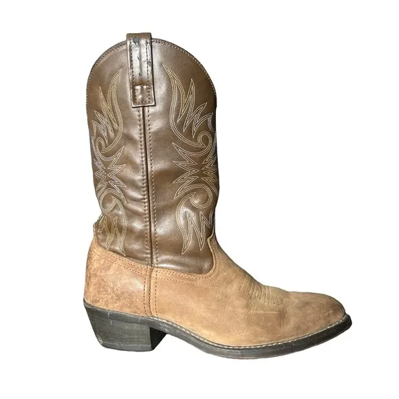 Men’s Laredo Leather round toe brown cowboy boots size 8.5