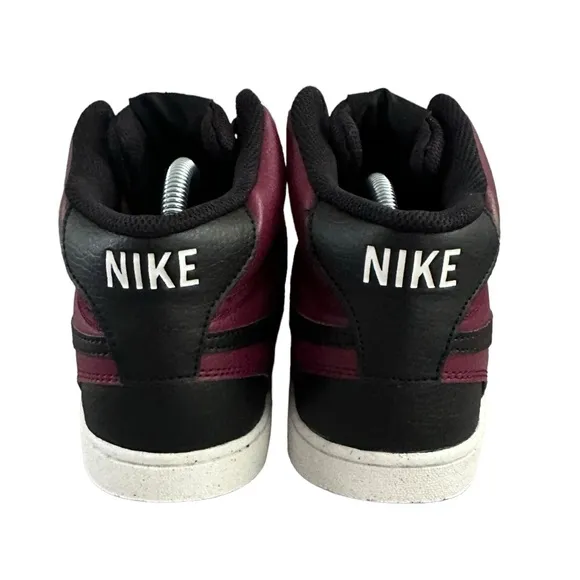 Men’s NIKE COURT VISION MID Next Nature Maroon &amp;  Black Sneakers, SZ 10.5.