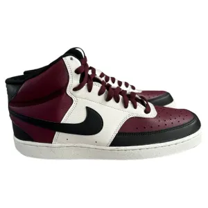 Men’s NIKE COURT VISION MID Next Nature Maroon &amp;  Black Sneakers, SZ 10.5.