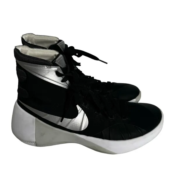 MENS Nike Hyperdunk 2015 Black &amp; Metallic Silver Sneakers Size 8.5