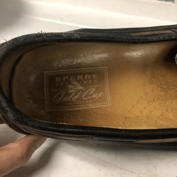 Mens SPERRY GOLD CUP Top Sider BROWN LEATHER Driving LOAFER Shoes Sz 13