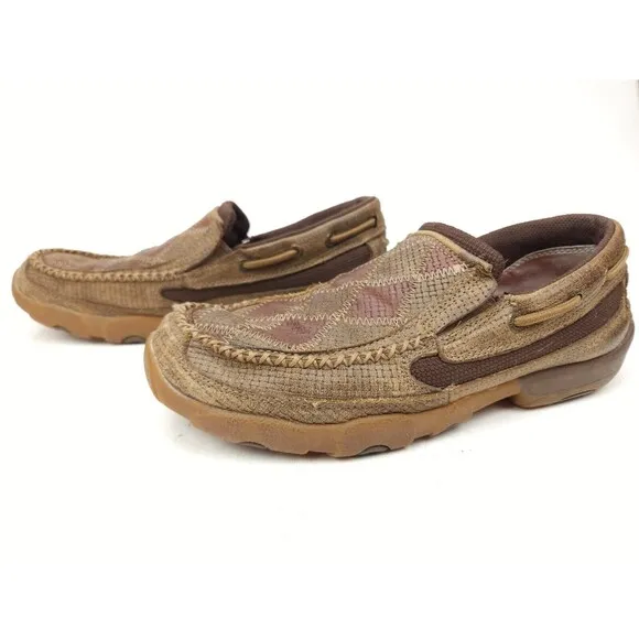 Men's Twisted X Driving Moc Loafers, Argyle Patchwork Style MDMS010 Size 7 M