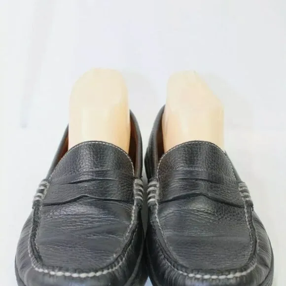 Men’s 8.5W Peter Millar Penny Driving Loafers Drivers Black Leather Slip On.