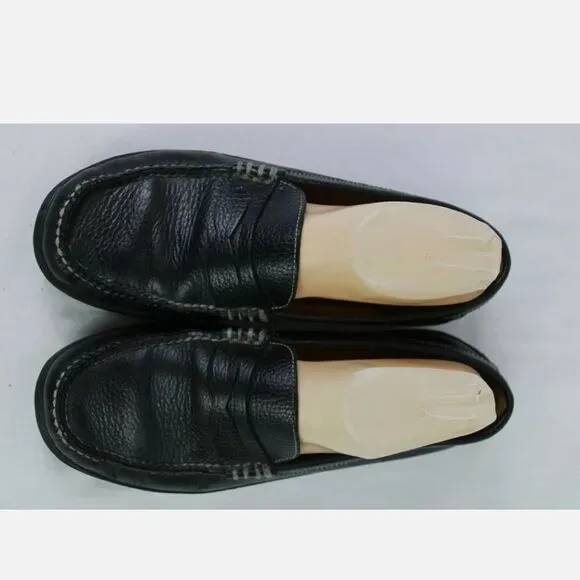 Men’s 8.5W Peter Millar Penny Driving Loafers Drivers Black Leather Slip On.