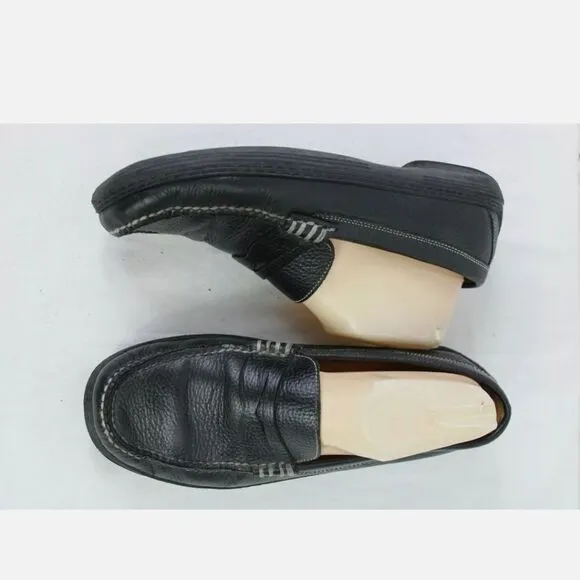 Men’s 8.5W Peter Millar Penny Driving Loafers Drivers Black Leather Slip On.