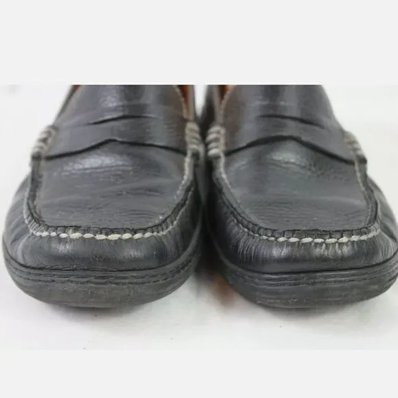 Men’s 8.5W Peter Millar Penny Driving Loafers Drivers Black Leather Slip On.