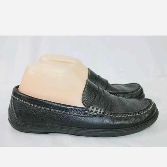Men’s 8.5W Peter Millar Penny Driving Loafers Drivers Black Leather Slip On.