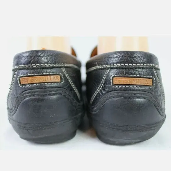 Men’s 8.5W Peter Millar Penny Driving Loafers Drivers Black Leather Slip On.